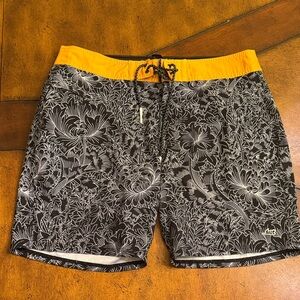 Lost Gold and Black Floral Board Shorts